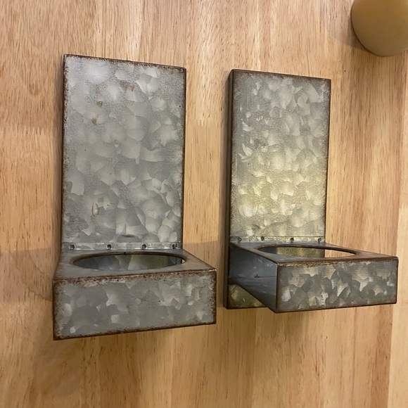 Set of Hobby Lobby Galvanized Candle Holder - Picture 4 of 8